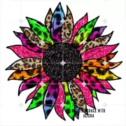 Sublimation Print Rainbow Leopard Sunflower Ready to Press Heat Transfer