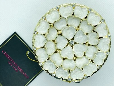 CHRISTIAN SIRIANO Jeweled Jewelry Trinket Box Gold Faux Shell Shower HolidayGift