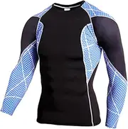 [Abigprofit] Male Underwear Thermal Tight Sportwear Thermo Shirt Quick Dry Compression Shirt Blue S
