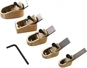 Labymos 5pcs Woodworking Plane Cutter Set Violin Thumb Planers Curved Sole Metal Brass Luthier Tool for DIY Violin Viola Cello Wooden Instrument