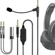 Geekria Boom Mic Headphones Cable Compatible with ATH, Skullcandy, Soundcore, Beats 3.5mm Jack Nylon Braided Replacement Cord with Boom Microphone for Gaming & Meeting (5.6 ft)