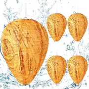DECYOOL 4 Pack Mini Size Wasp Nest Decoy Hanging Wasp for Hornets Yellow Jackets Outdoor Water-Repellent Material (Orange)