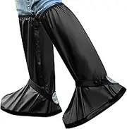 Waterproof Shoe Covers, Thickened Rain Boot Shoe Cover Reusable & Foldable Non-Slip with Zipper, Reflector, Men Women Rain Gear