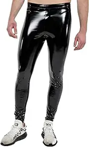 [Kapow Meggings] Mens High Gloss Vinyl Leggings, Slick Rick (Without Pockets), S