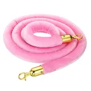 Pink Velvet Stanchion Rope (Golden, 8 Feet) Crowd Control Barrier Rope