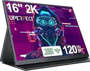 UPERFECT 2K 120Hz Portable Gaming Monitor, 16" 2560x1440 QHD Portable Monitor HDR FreeSync Laptop Monitor w/VESA & Smart Case Matte IPS Eye Care External Second Screen for PC Mac Phone Game Console