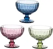 [Luxshiny] 3pcs Creative Glass Bowls Retro Footed Dessert Cups Ice Cream Jelly Container Decorative Nordic Design for Sundae Fruit Salad and Snacks