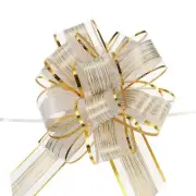 20pcs 7 Inch Large Pull Bow Gift Wrapping Bows Ribbon Organza Cream White for...