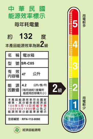 SAMPO聲寶47公升二級能效定頻直冷單門小冰箱 SR-C05~含拆箱定位+舊機回收 (5.1折)