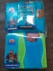 Vintage Bear In The Big Blue House 5PC Twin Bed Set Sheets Bedskirt Sham NEW