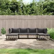6 Piece Garden Lounge Set with Cushions Anthracite Poly Rattan,Durable Rattan Corner Lounge Set with Comfortable Cushions for Garden or Patio Outdoor Seating
