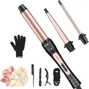 Curling Iron 3-in-1 Ceramic Coating Curler Set with Multifunctional Interchangeable Ceramic Coating Curling Iron Attachments Large and Small Curls Set, Quick Hair Styling Tool
