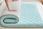 YUURO Single/Twin/Queen/King Size Japanese Futon Mattress Floor Sleeping Mat,Foldable Roll up Mattress Tatami Mat,Portable Sleeping Pad for Camping Dormitory Floor Guest Bed (Green,47"x79")