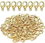 KEWAYO 300pcs Lobster Clasp Claw Clasp Large Lobster Claw Clasps Necklace Fastener Hook DIY Jewelry Necklaces Bracelet Making (Gold)