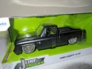 1985 CHEVROLET CHEVY C-10 FLAT BLACK JADA 1:24 OPENING HOOD DOORS & TAILGATE