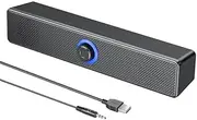 Computer Soundbar, PC Speaker 2.0 with AUX 3.5 mm Cable - Hi-Fi Stereo Soundbar for PC, Laptop, TV, PS5, Monitor, Tablet