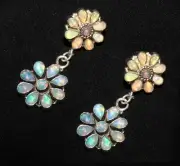 Natural fire opal studs with 925 silver opal earrings studs Christmas jewelry