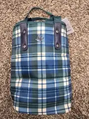 Lug Cradle Wine Tote Insulated With Removable Divider Green Plaid NWT
