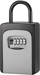 Labymos Key Safe Box with Cover No Need to Install 4-Digit Combination Password Key Storage Box Key Padlock Case Resettable Code Outdoor Key Holder