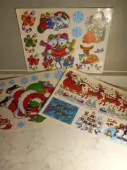 Super Signs Inc Vintage Christmas Holiday Static Cling Window 2 sheets