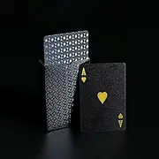 PMLAND Black - Gold Waterproof Playing Poker Cards - Poker Deck for Parties and Games