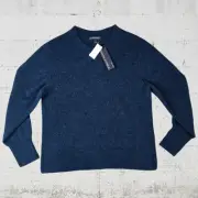Banana Republic Navy Blue Wool Blend Air Yarn Crewneck Cozy Sweater Size Large