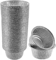 Fabselection Aluminium Foil Baking Trays - 100pcs Round Disposable Tart Molds - Small Aluminum Cups for Pudding Cupcake Muffin Foil Cups Nonstick Mini Tart Pie Tin Pan Liner Ideal for Creme