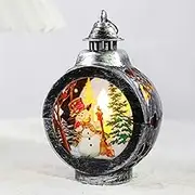 Christmas Snow Globe Lighted, Snowman Lighted Snow Globes Lantern, Sparkly Snow Globe Christmas Santa Table Glowing Holiday Home Decoration (B)
