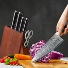 7Pcs Japanese Kitchen Knife VG10 Damascus Steel Santoku Slicing Chef Knife Set