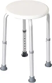 Generic Weilai Shower Stool, Adjustable Height Bath Stool, Non-Slip Rubber Tips, Aluminium & Plastic, White, 32cm Seat, 36-54cm Height, 127kg Capacity