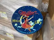 Miller High Life Girl in the Moon Tin Tacker Metal Sign Beer Bar Man Cave 14”