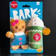 BARK Deck the Howls: Ginger's Snappuccino Set of 2 Mini Dog Toys Size XS-S