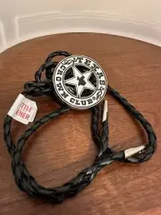Texas Star Crown Club Black Corded Bolo Neck Tie Bottle Opener Silver Tone