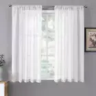 Tollpiz Short Sheer Curtains Linen Textured Bedroom Curtain Sheers Light Filteri