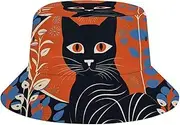 [GHBNK] Unisex Foldable Sun Protection Bucket Hat - Wide Brim Outdoor Two Dolphins in The Water Bucket Cap for Camping Travel, Orange Cat Pattern, One Size, Orange Cat Pattern, One Size