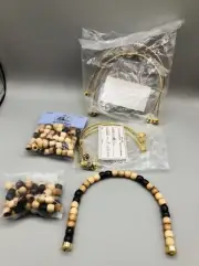 Goldtone Purse Handles and group of wooden beads for purse making crafts