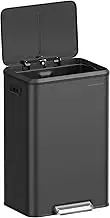 SONGMICS Kitchen Trash Can, 10.5-Gallon (40L) Garbage Can with Lid and Wide Foot Pedal, Soft Close and Stays Open, Black ULTB541B40