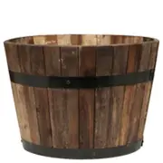 Tuscan Path HALF BARREL WOODEN PLANTER Multipurpose Acacia BROWN- 37, 46 or 55cm