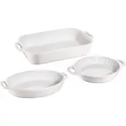 Staub Bakeware Sets 3-Piece Transitional Ceramic Casserole Dish Set in White