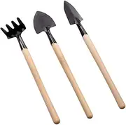FONDOTIN 1 Set Mini Gardening Tools Household Tools with Smooth Wooden Handles Lightweight Durable for Planting Transplanting and Weeding
