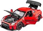 Die-cast 1/32 for Nissan GTR R35 Alloy Racing Car Diecast Model Sound & Light Pull Back Collection of Hobby Decorative Miniature Vehicle(Red)