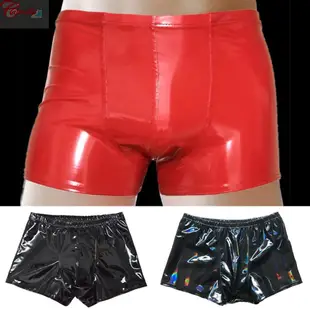 男士人造皮革短褲平角內褲 Wetlook 乳膠內褲 Trunks Underwear 滿599免運