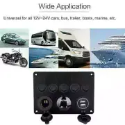 5 Gang Toggle Rocker Switch Panel Aluminum USB Car Boat Marine RV Truck Blue LED