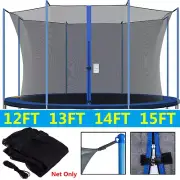 12/13/14/15ft Round Trampoline Safety Net 6/8 Pole Replacement Party Enclosure