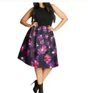 City Chic Floral Kiss Me Softly Midi Length Dress Fit & Flare Women's Size L 20