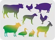 FINGERINSPIRE Farm Animals Stencils Template 29.7x21cm Plastic Chicken Dog Duck Drawing Painting Stencils Cow Pig Sheep Pattern Stencils Reusable Stencils for Painting on Wood, Floor, Wall and Tile