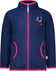 [SALT AND PEPPER] Warm Girls' Fleece Jacket with Horse Embroidery, True Navy, One Size