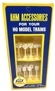 AHM HO Scale Assorted Railroad & Traffic Signs Ready to Use in Original Box