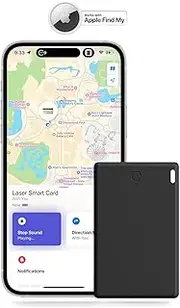 Laser Slim Smart Card Tracker – Rechargeable Bluetooth Tag with Wireless Charging, Works with Apple Find My, Splash-Resistant, Motion Detection – Ideal for Wallets, Keys, Luggage & Travel