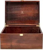 [Woodgenics] Wooden Gift Boxes - Large Memory Box For Keepsakes, Decorative Boxes With Lids, Wooden Box With Hinged Lid, Stash Box, Brown Box, Wood Boxes, Storage Box With Lid, Wooden Storage Box Wood Box With Lid